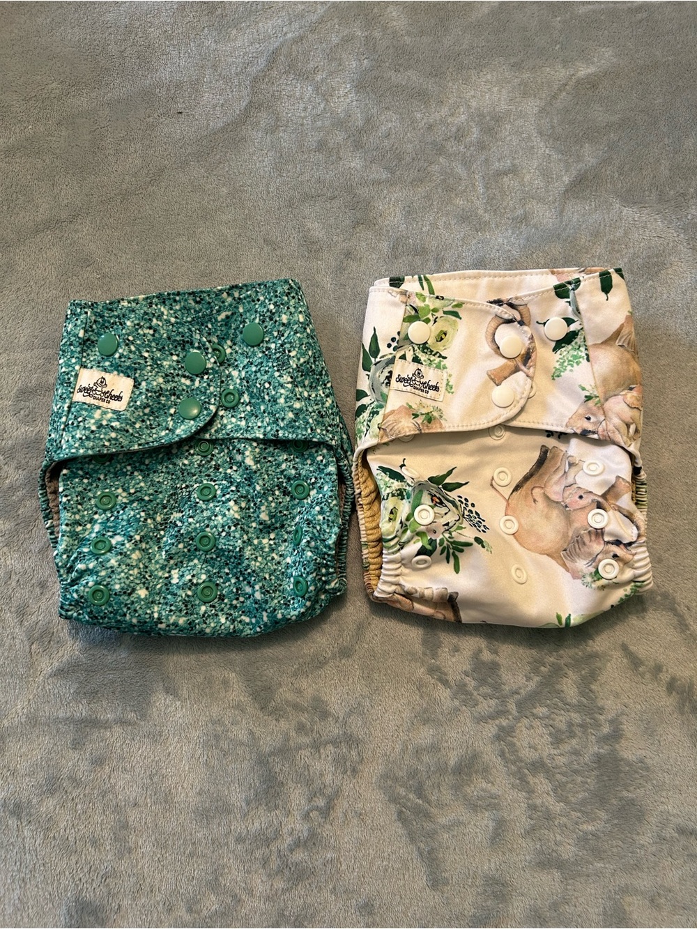 2 cloth diapers from sweet cheeks diaper co